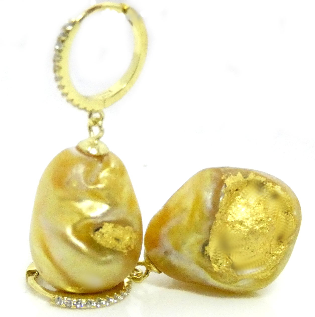 Kintsugi Gold South Sea Pearl Earrings